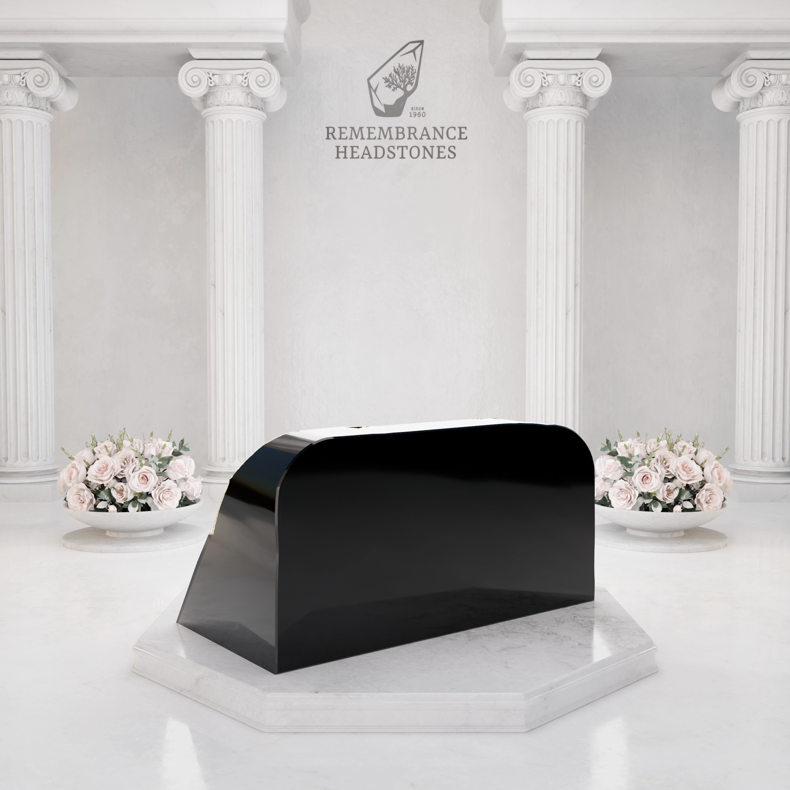 Luxury Slant Granite Headstone with Sculpted Vine & Cross view 5