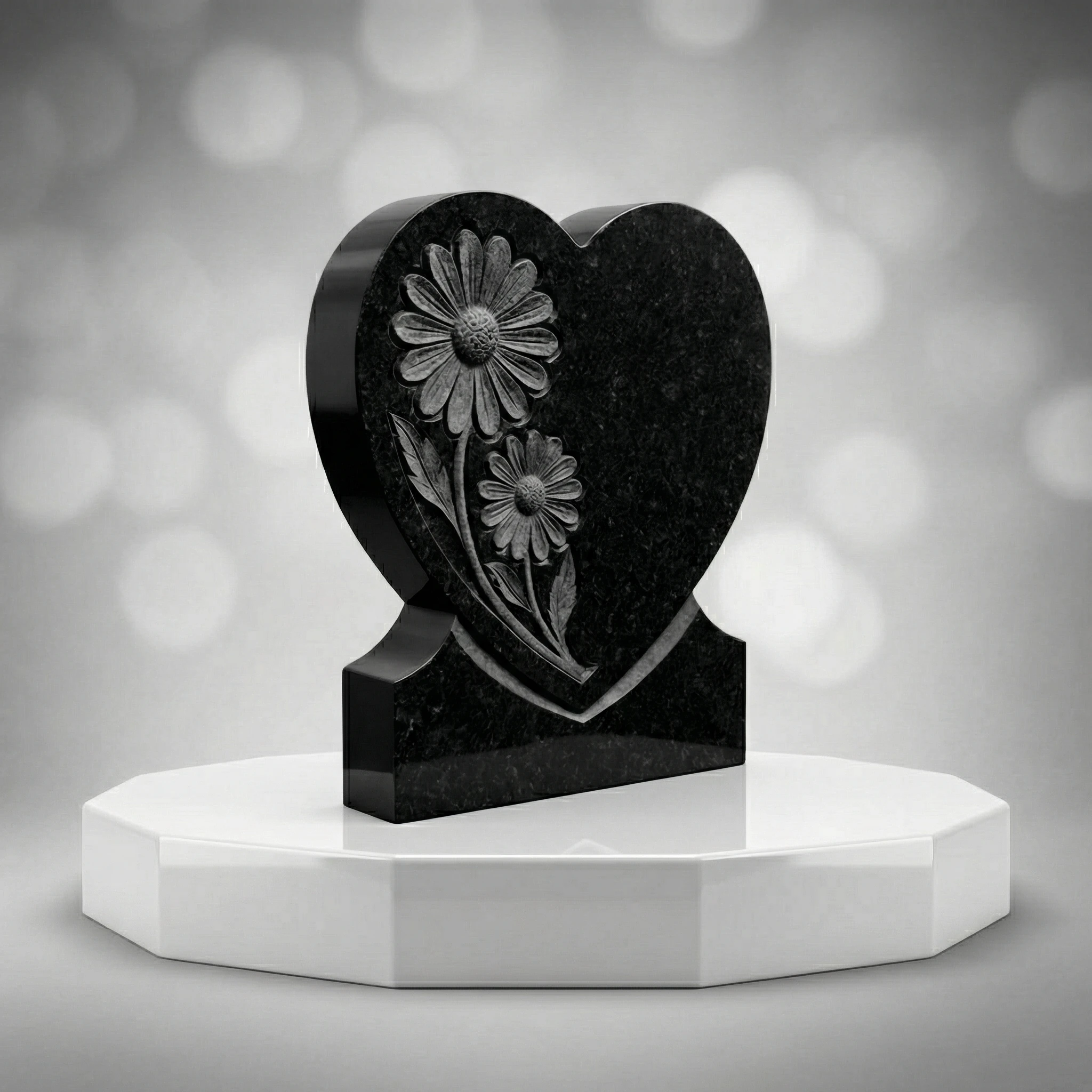 Daisy Heart Upright Headstone