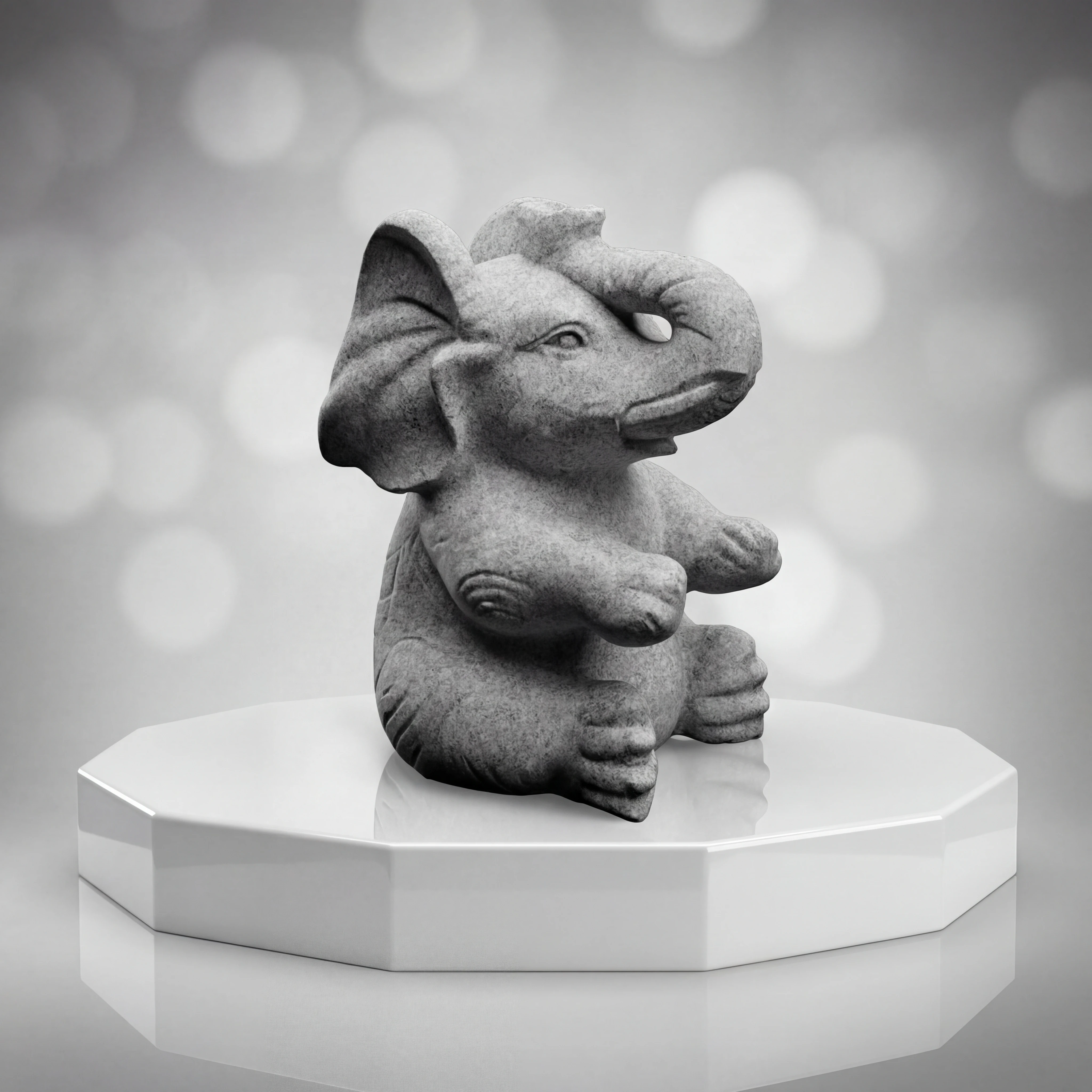 Baby Elephant Granite Statue