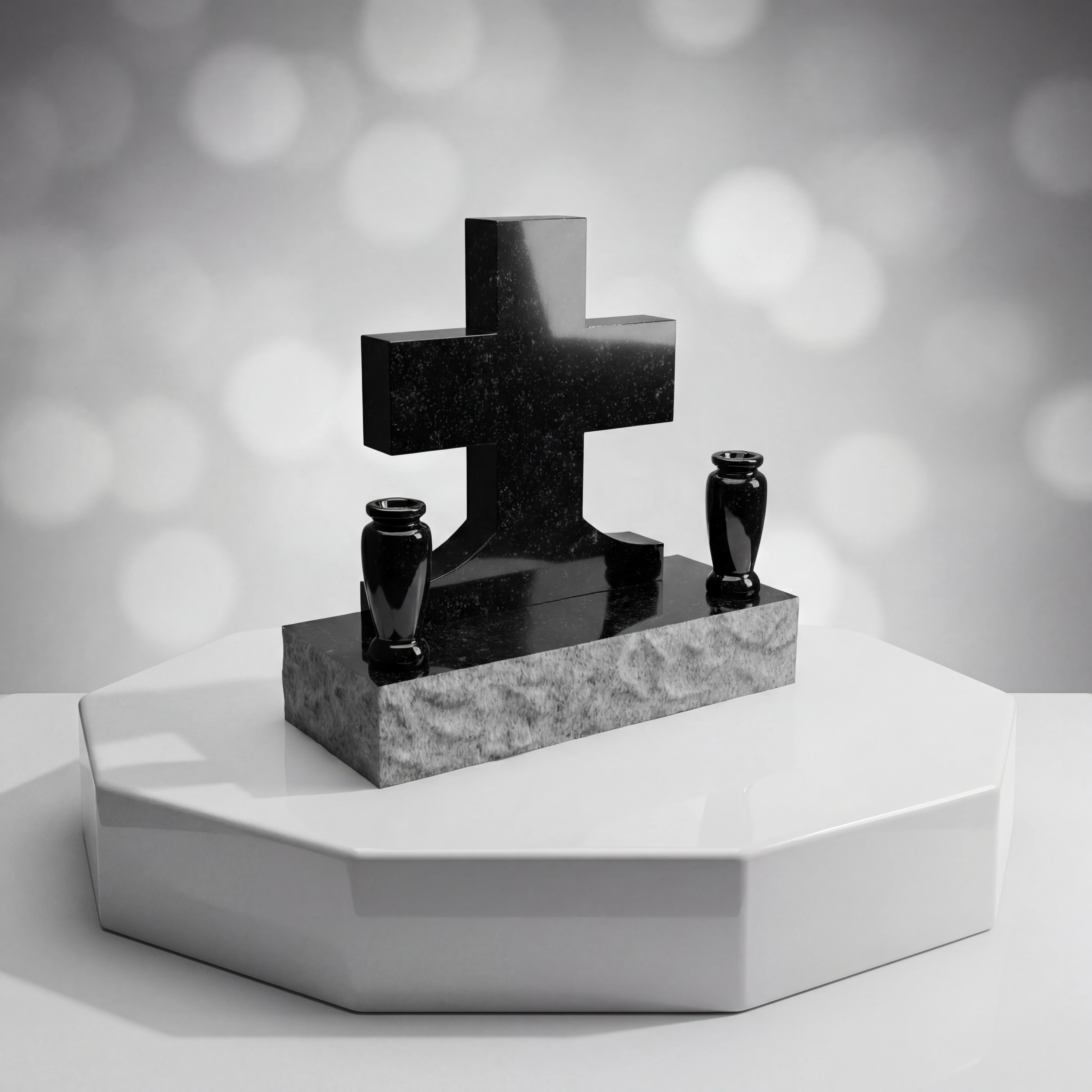 Cross Upright with Twin Vases