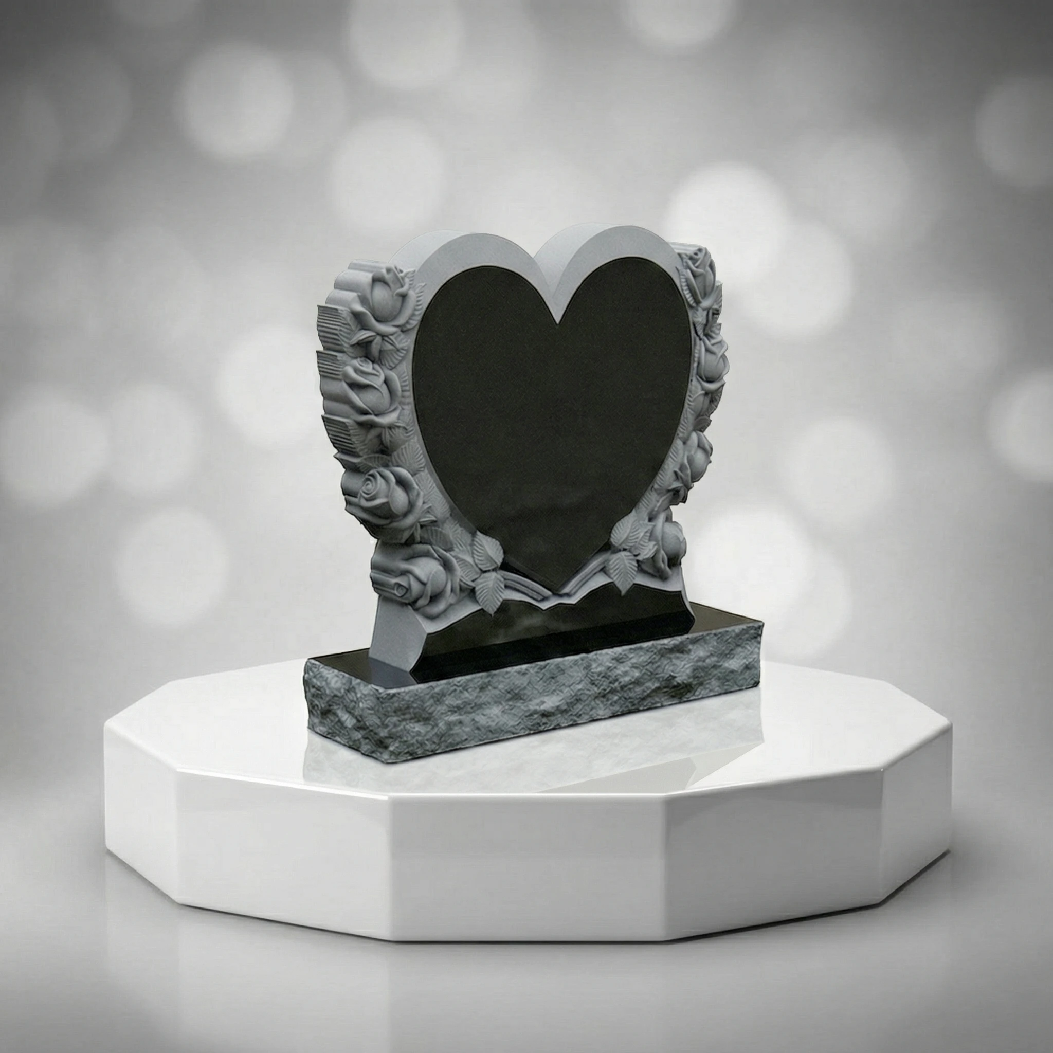 Rose-Frame Heart Headstone