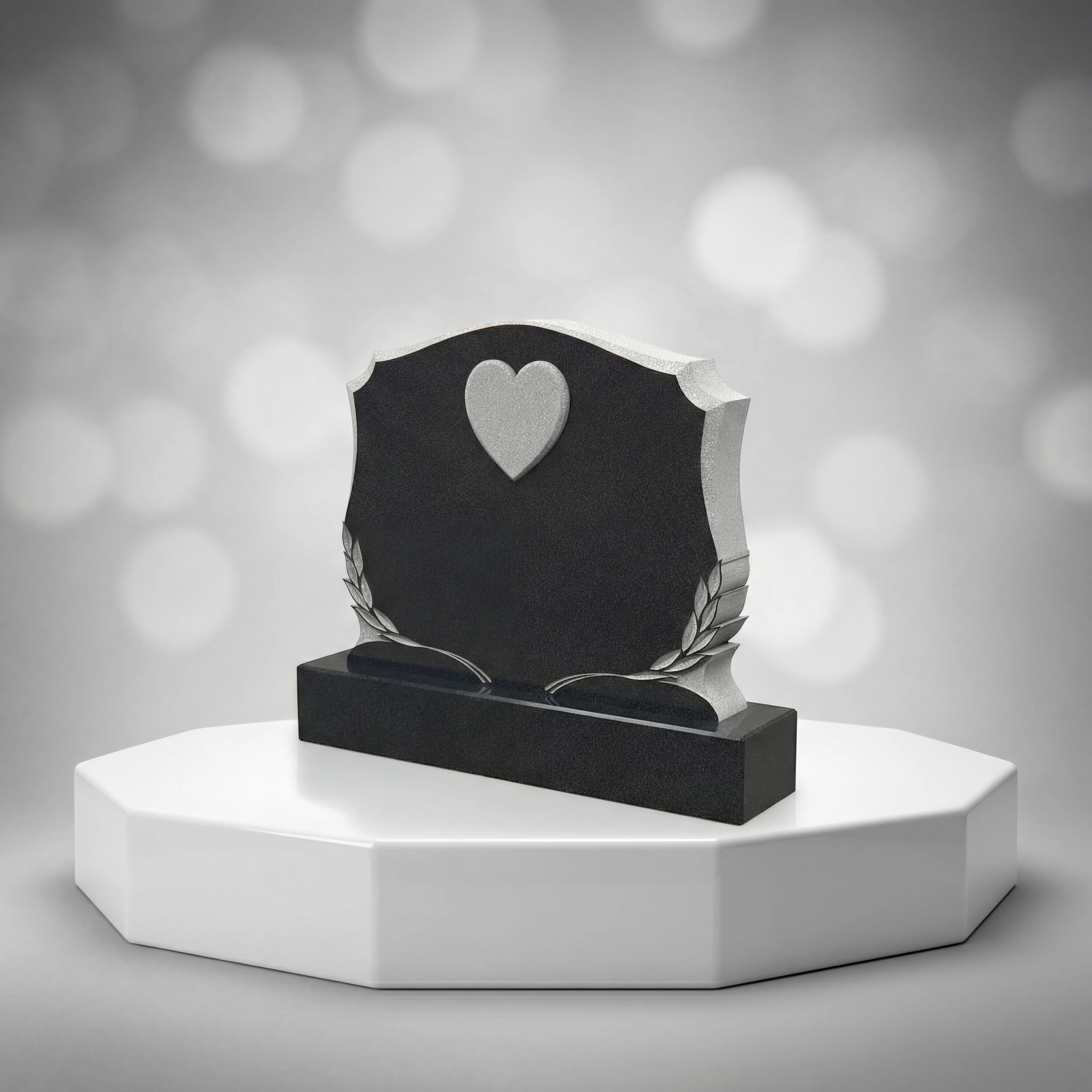 Laurel Heart Granite Headstone