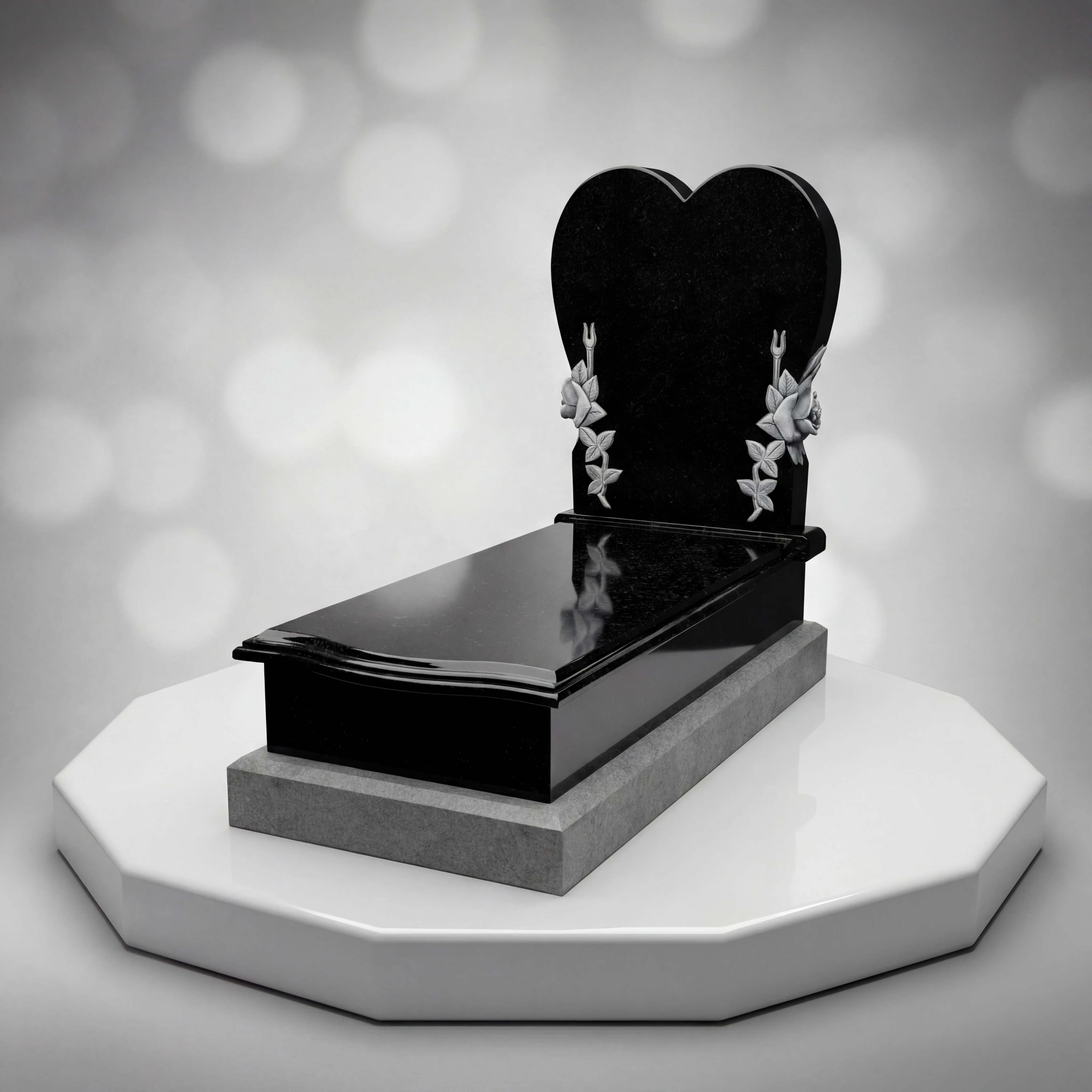 Heart Upright with Full Ledger & Engraved Roses