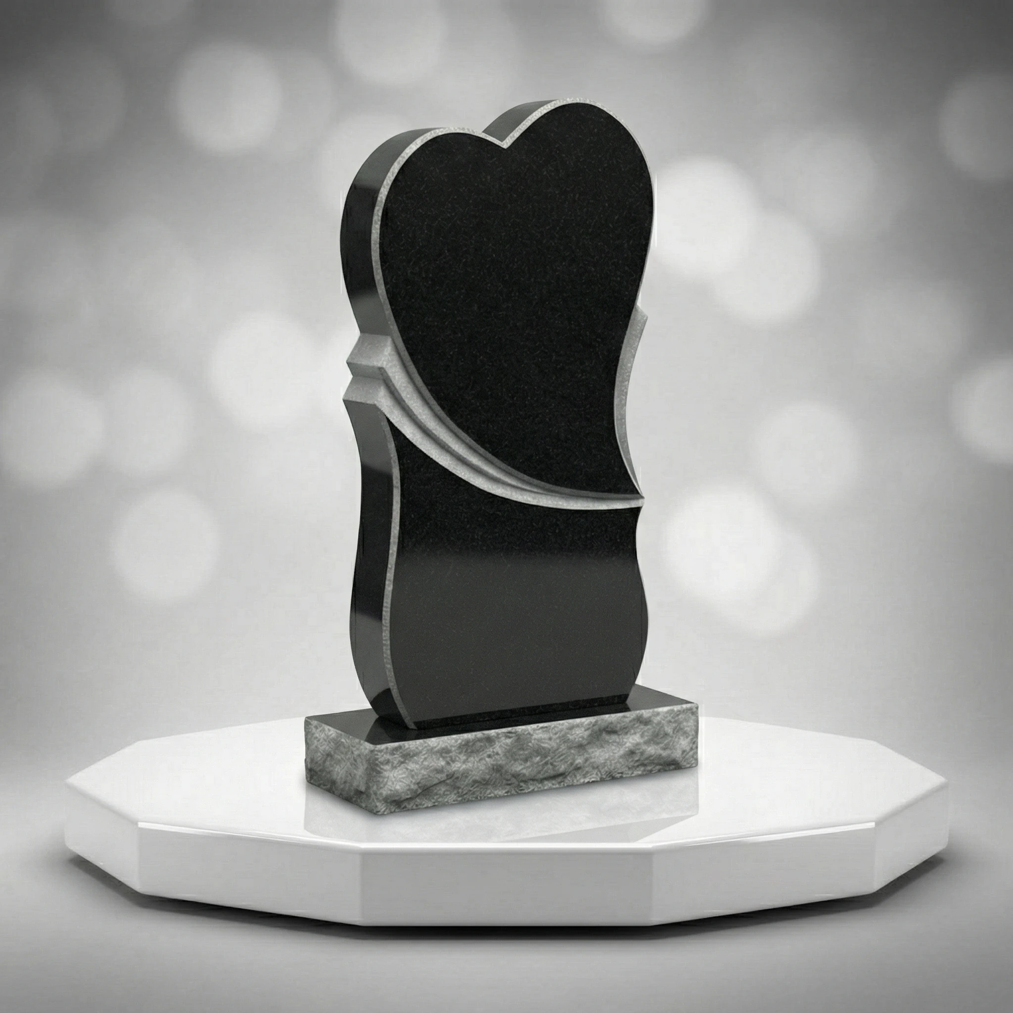 Ribbon Heart Headstone