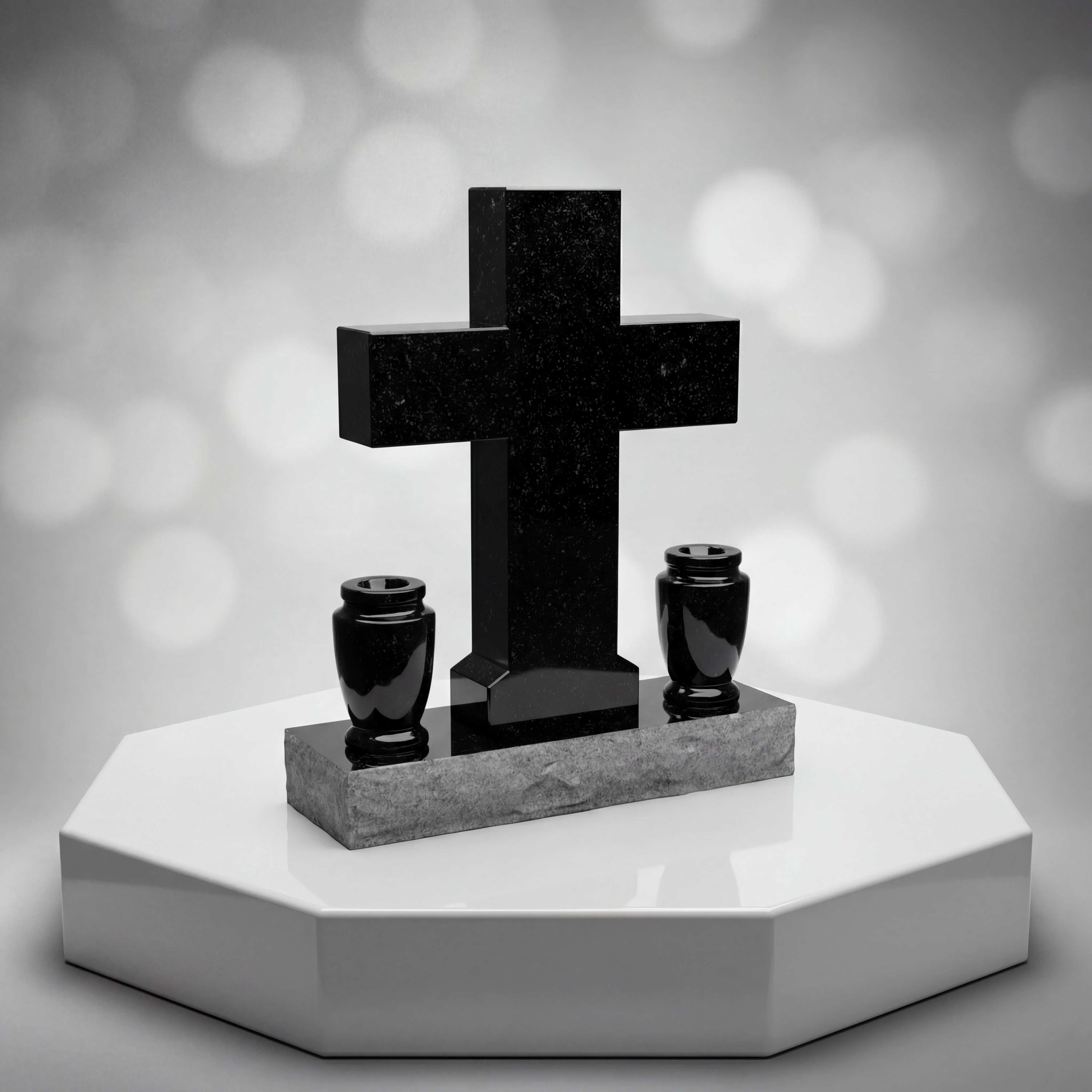 Cross Upright with Twin Vases