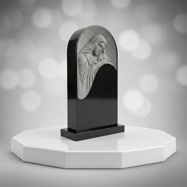 Madonna Relief Upright Headstone