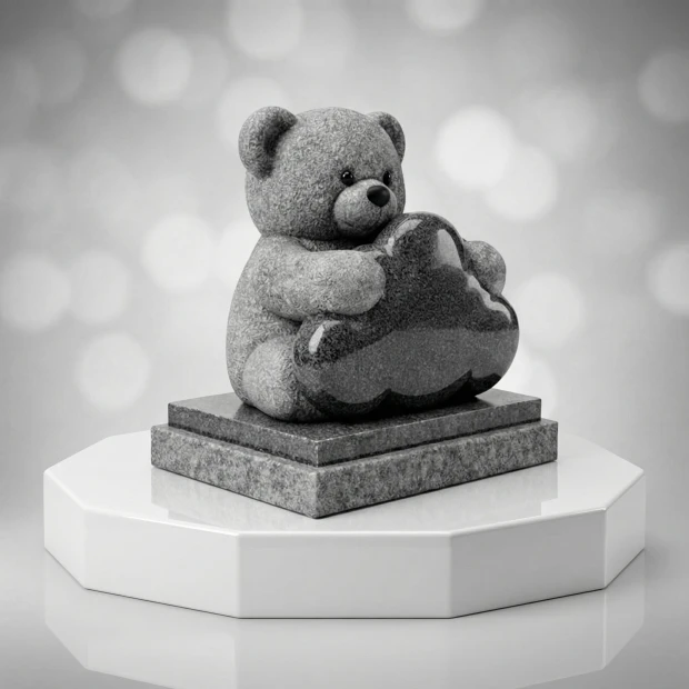 Teddy Heart Child Headstone