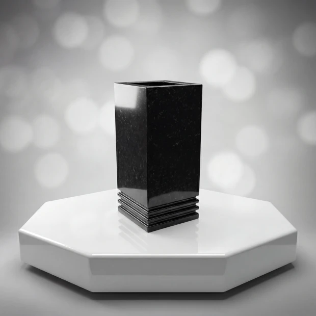 Square Vase with Stepped Base
