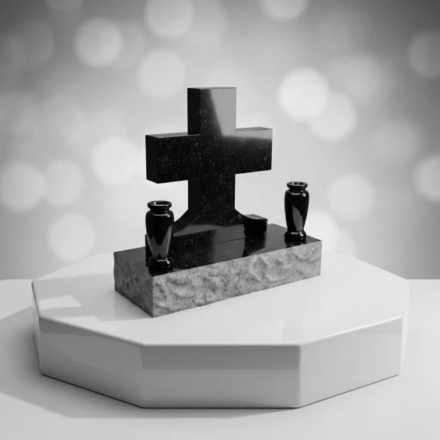 Cross Upright with Twin Vases
