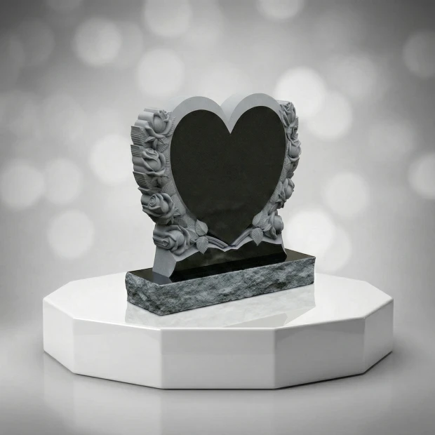 Rose-Frame Heart Headstone