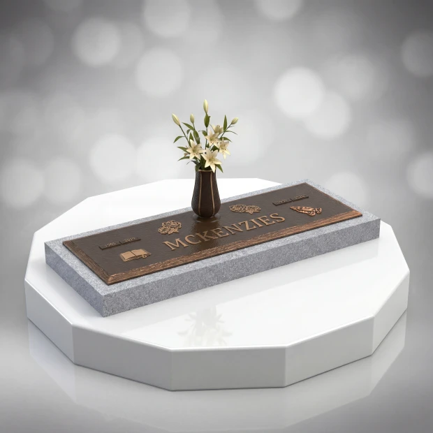 Bronze Flat Marker with Vase