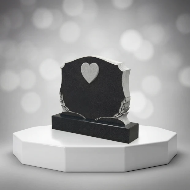 Laurel Heart Granite Headstone