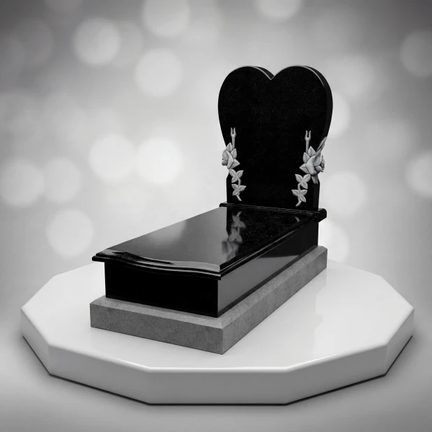 Heart Upright with Full Ledger & Engraved Roses