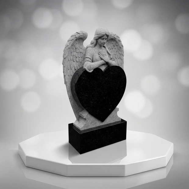 Angel Heart Memorial Headstone