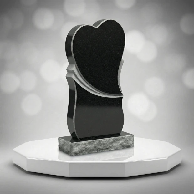 Ribbon Heart Headstone