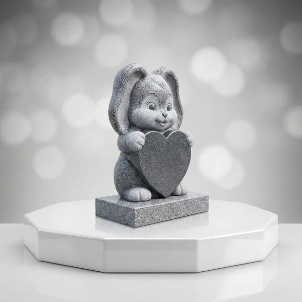Bunny Heart Child Headstone
