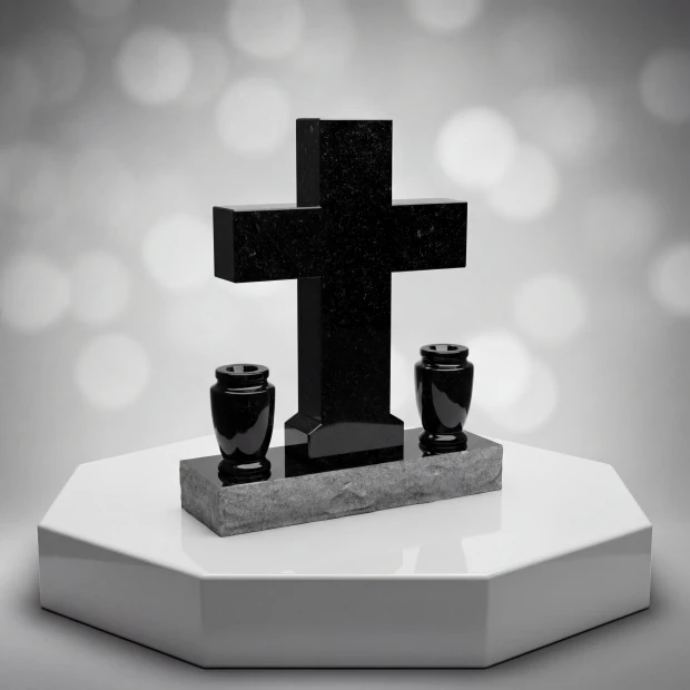 Cross Upright with Twin Vases